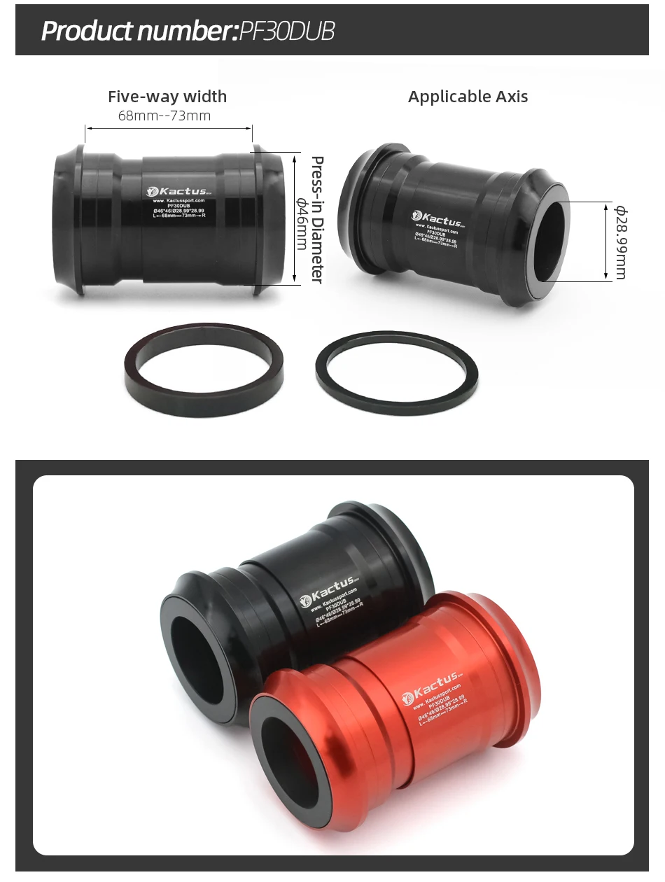 Kactus DUB Tretlager für SRAM DUB Kurbelgarnitur Kettenblatt MTB/Rennrad Teile Keramiklager Pressfit Fahrrad Tretlager – Detail 13