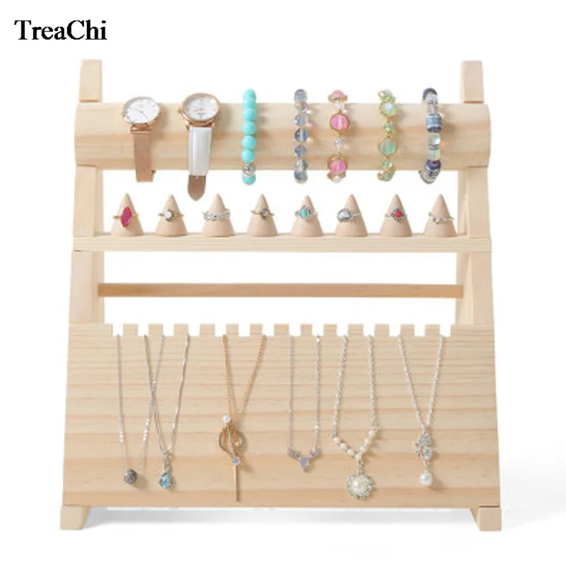 

Solid Wood Jewelry Display Earring Watch Display Stand Ring Bracelet Jewelry Rack Hanging Necklace Hair Ring Head Rope Storage