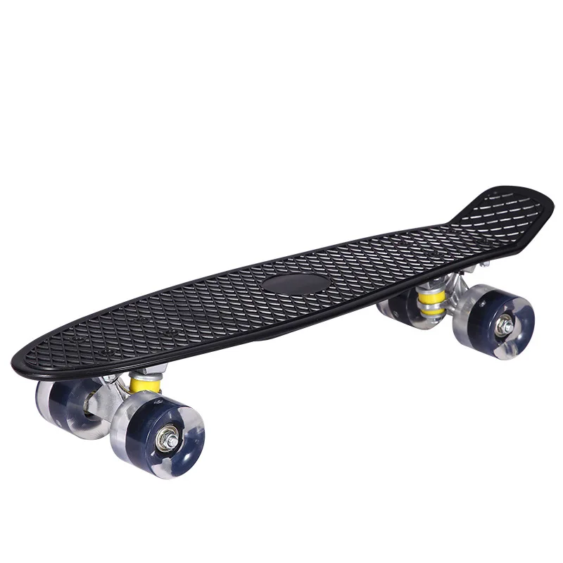 22in four wheel skateboard small fish board single rocker flash wheel PP plastic road brushing adult skateboard scooter