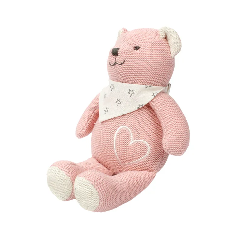 Cute Little Bear Knitted Animal Doll for Boy Girl Gift Soft Knit Stuffed Animal Toys Sleeping Mate