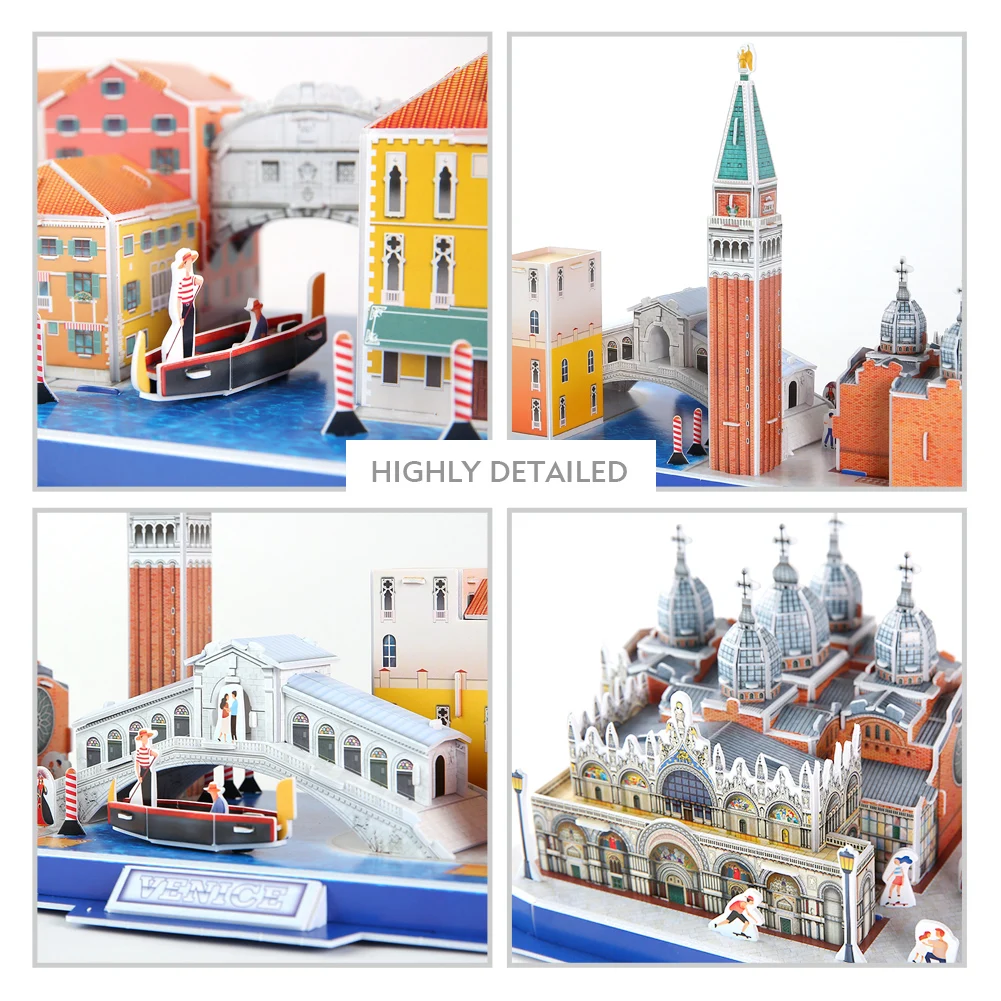 CubicFun 3D Puzzle Venice Cityline Building Model Kits Toys Gift Italy San Marco Basilica Rialto Bridge Jigsaw for Adults Kids