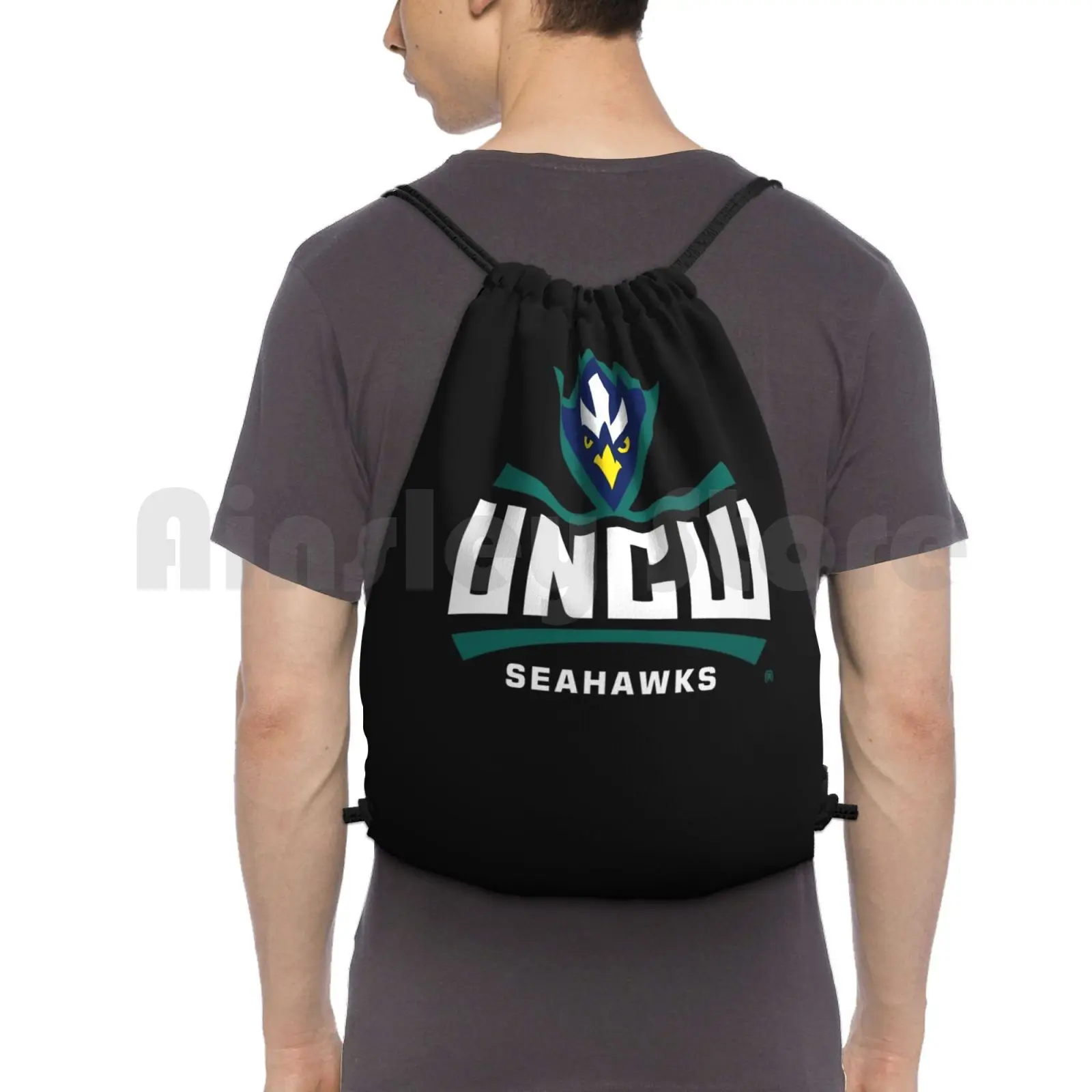 Uncw Seahawks Women's Sweat Ppncw014 Backpack Drawstring Bag Riding Climbing Gym Bag Baseball Sports Football Sport Softball