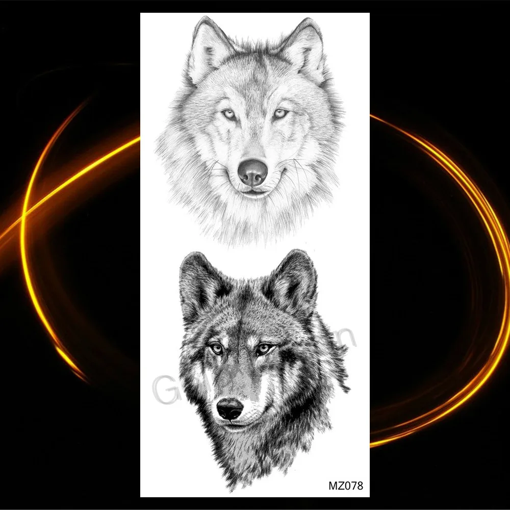 Eagle Black Temporary Tattoos For Men Women Tiger Wolf Realistic Coyote Tattoo Sticker Creative Mountain Sketch Fake Tatoo Hands