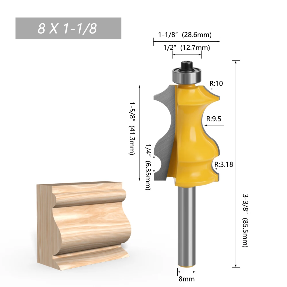 LAVIE 1pc 8MM Shank Fish Handrail Moulding Line Router Bit Woodworking Cutter Milling For Wood Bit Face Mill MC02071