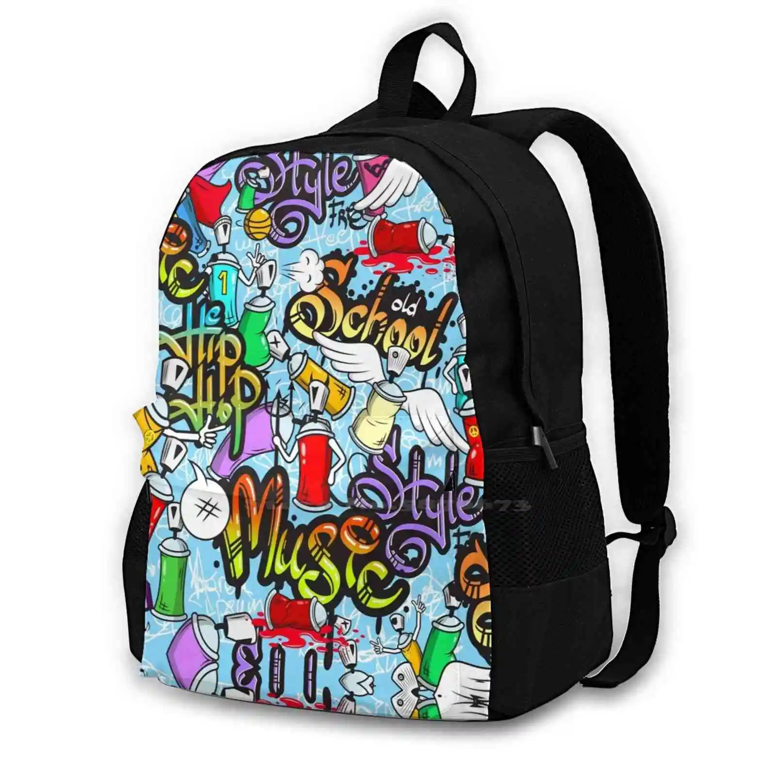 Graffiti Large Capacity School Backpack Laptop Bags Teen Easter Subculture Rapper Missy Ill Posse Crunk Disco Popping Scat Unit