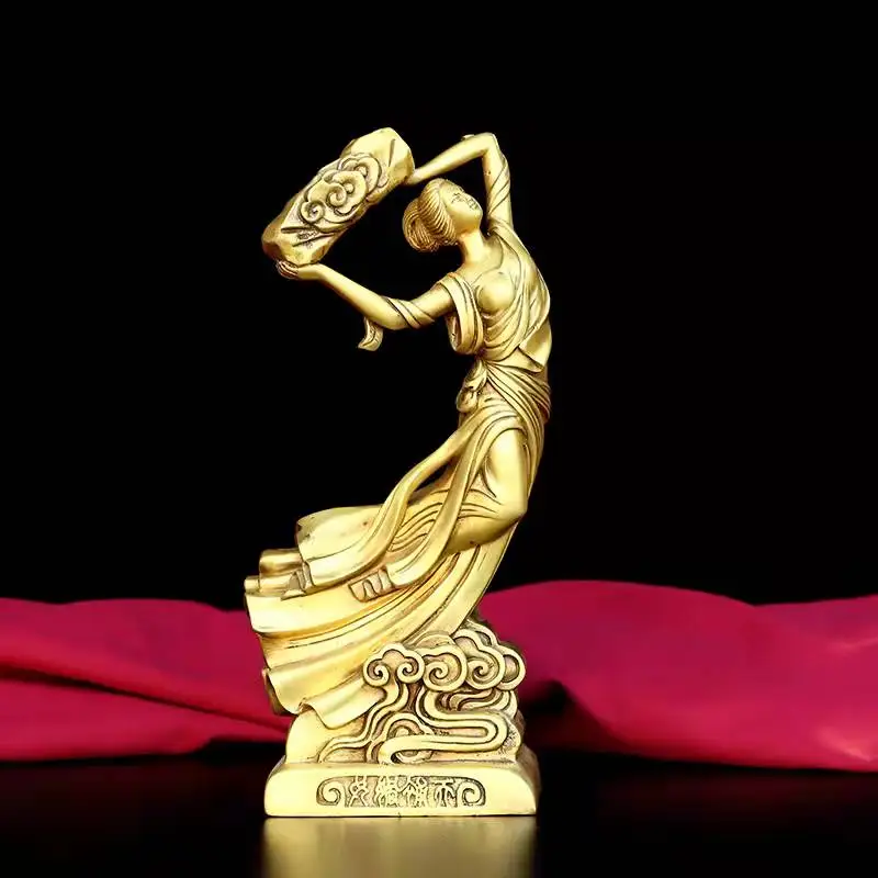 Decoration Old Chinese mythology Nuwa mending the sky copper Statue