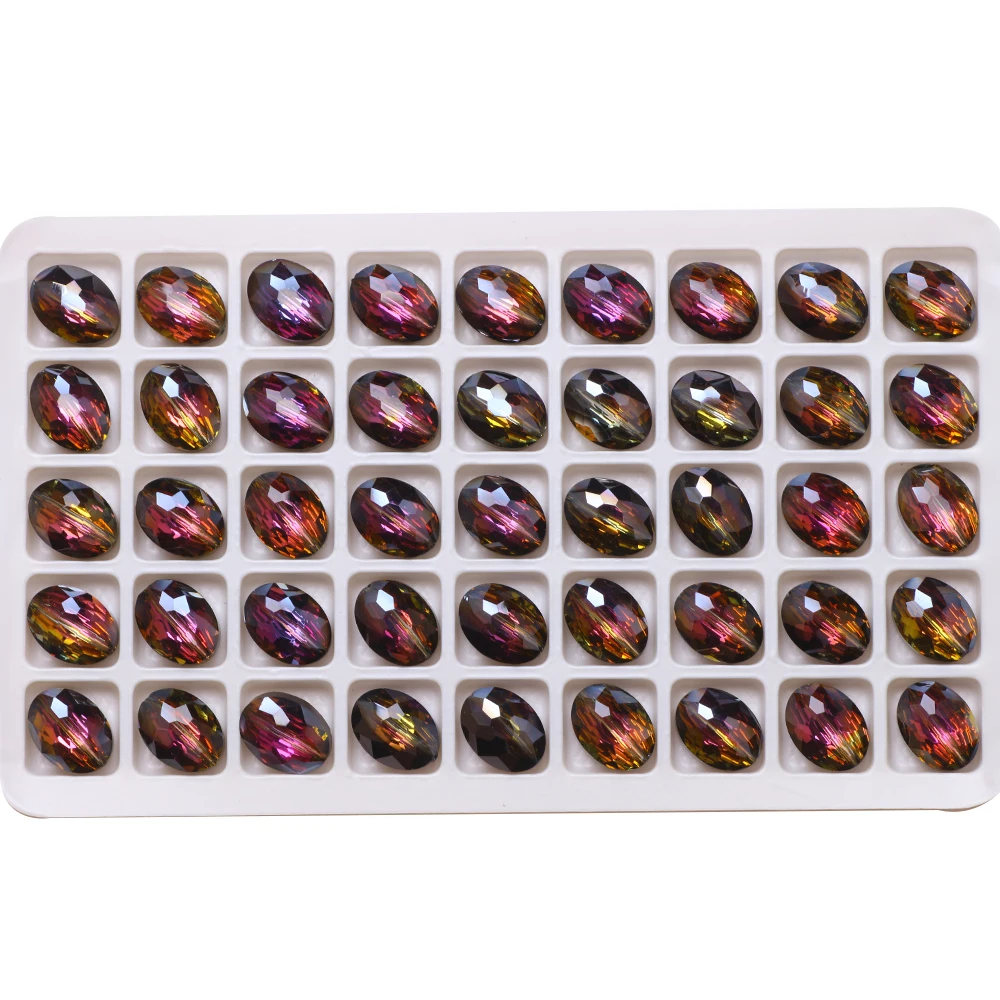 30Pcs Natural Stone Beads Black 9x12mm Faceted Glass Oval Beads Crystal Jewelry DIY Making Charms Necklace Accessories