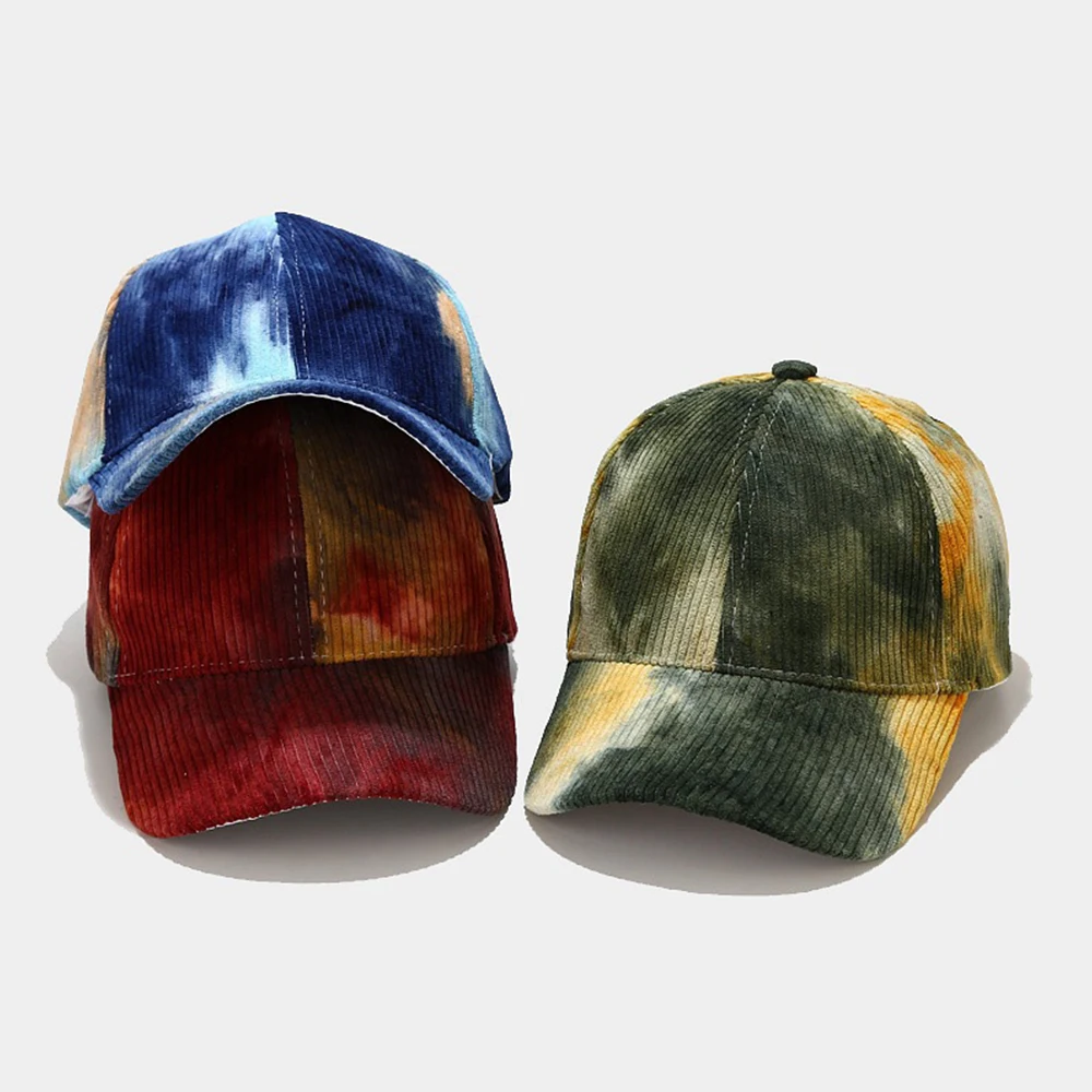 Winter Warm Corduroy Baseball Cap For Men Trendy Tie-dye Women Caps Candy Color Streetwear Snapback Hip Hop Trucker Hat Bone