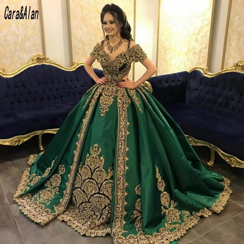 Robe De Mariage Dark Green Evening Dresses Lace Applique Beaded Two Pieces Prom Gowns Arabic Wedding Party Dress Customized