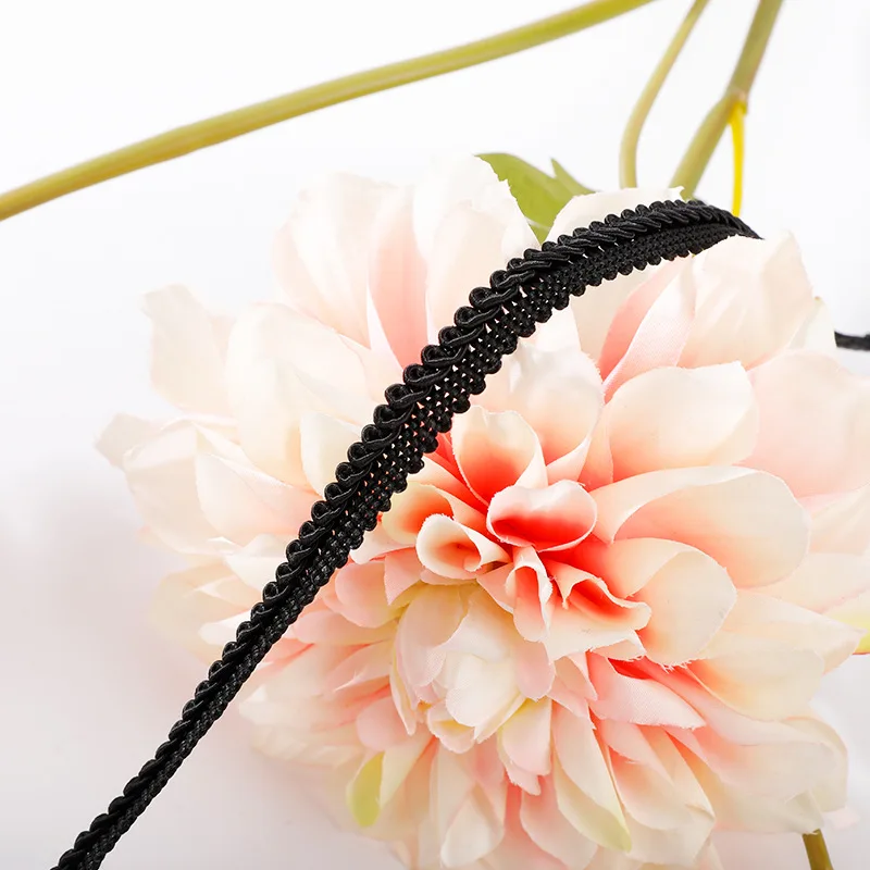 5Meters 1cm wide Black White Polyester Corrugated Braided Lash Crochet Ribbon Curved Edge Lace Unilateral Centipede Lace Band