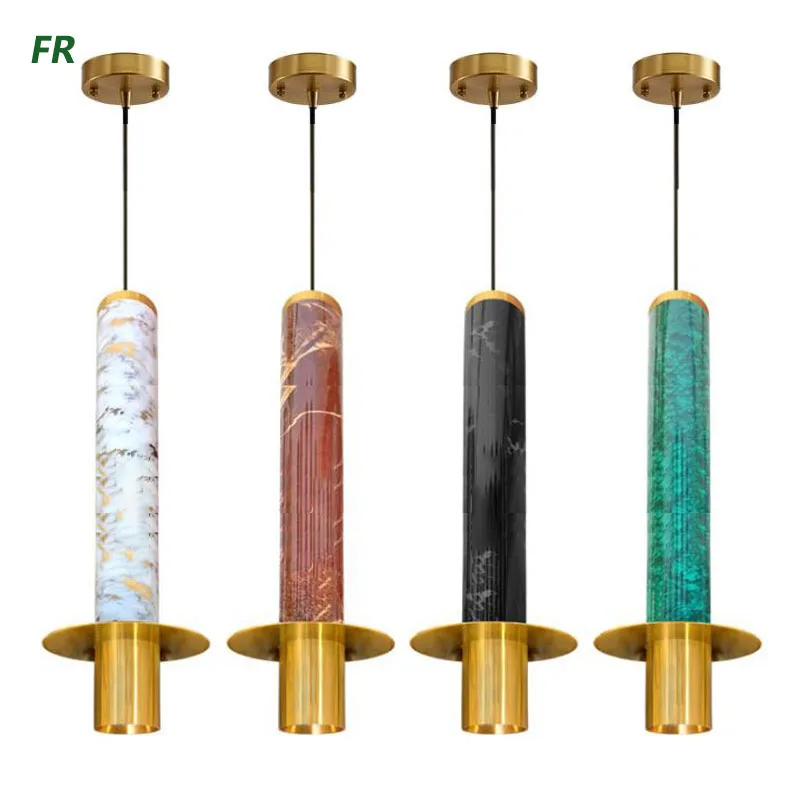 Creative disc marble pendant lamp bar bar restaurant personality art cylinder pendant lamp spot lamp