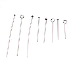 100pcs 20 30 40 50 60 70mm Stainless Steel Heads Eye Pin, Flat Head Pin, Ball Head Pins, For Jewelry Making Findings Accessories