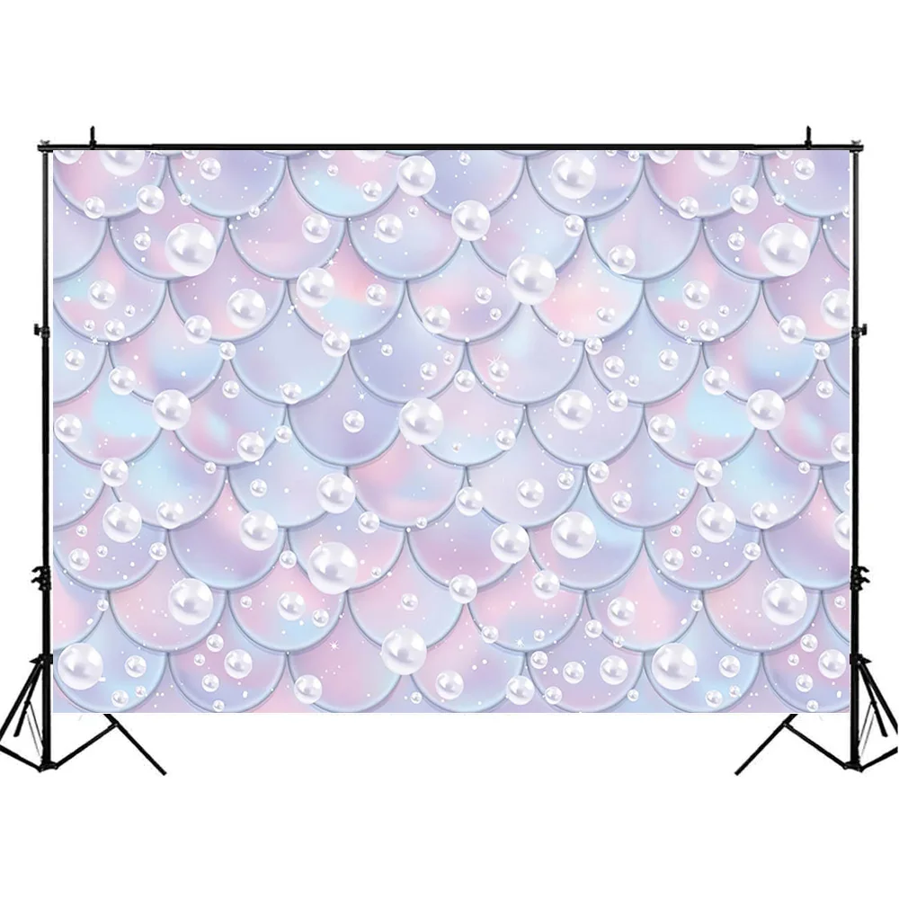 Mocsicka Photography Backdrop Mermaid Scales Bubble Girl Birthday Party Decoration Photoshoot Baby Portrait Background Photocall