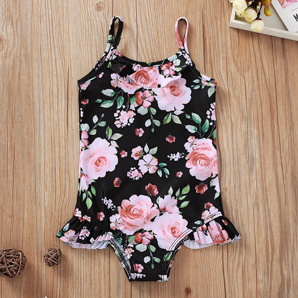 2022 New Sumemr Fashion Toddler Kids Baby Girls Floral Bikini Swimwear Swimsuit Bathing Suit Beachwear One-piece Floral Swimwear