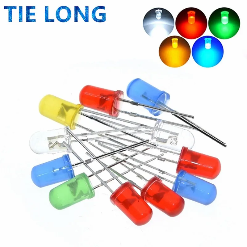 5Colors*20PCS=100PCS 5mm LED Diode Light Assorted Kit Green Blue White Yellow Red COMPONENT DIY kit new original