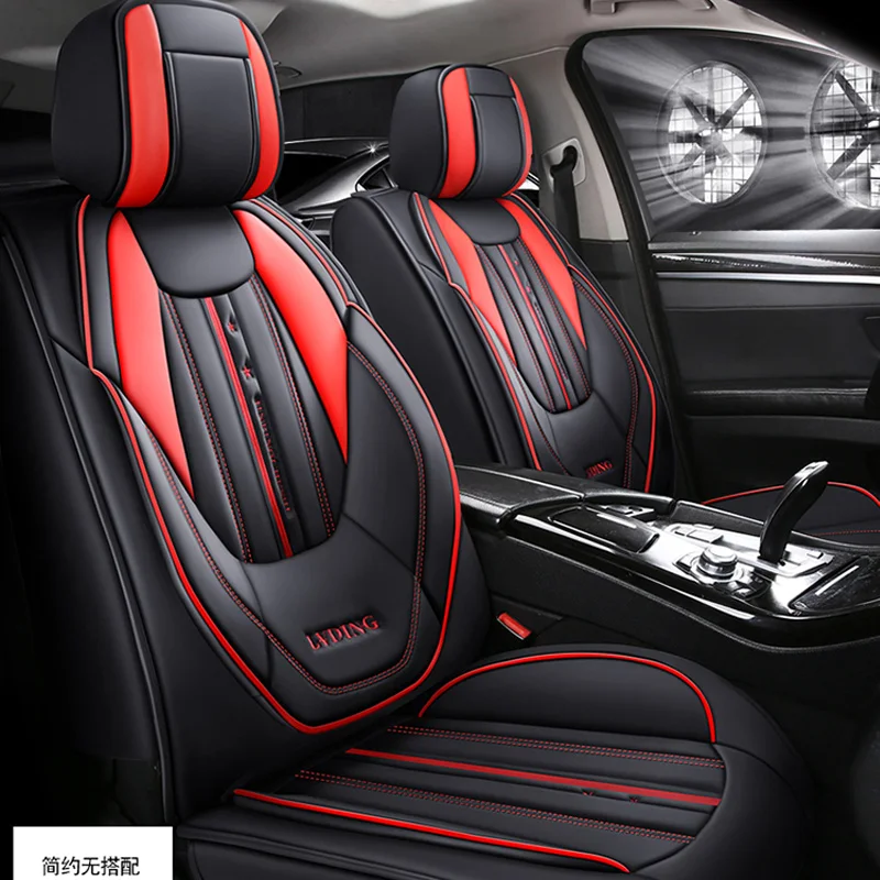 

Car Seat Cover Lzcs Front/Rear Vehicle Cushion Not Moves Universal Pu Leather Black/Red Non-Slide For Vw Tharu M8 X45