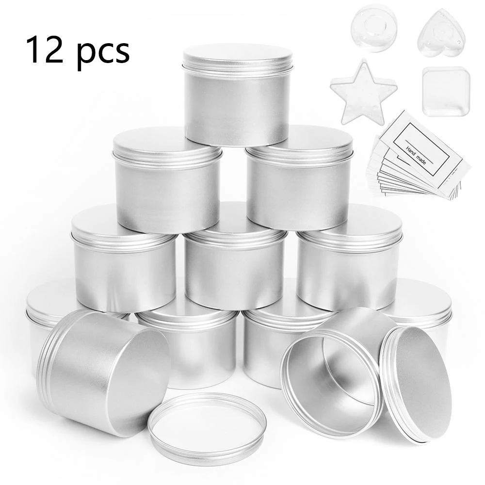 3.52oz Round Metal Tin Box Candle Tin Black Aluminum Jar Storage Empty Pot Plain Screw Top Cans Cream Cosmetic Container