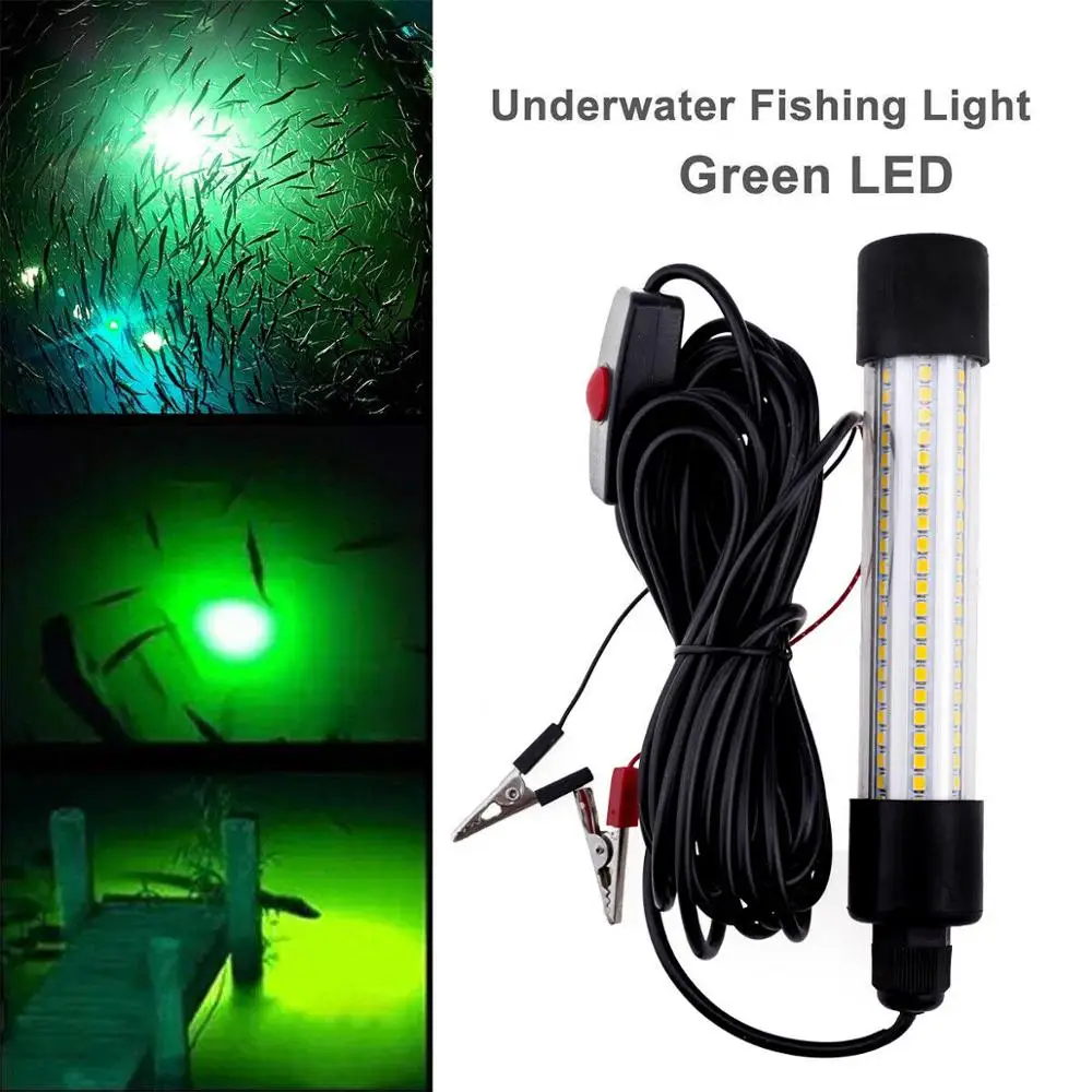 LED subaquática submersível pesca luz, Lures Finder lâmpada, Lures matar luz, 50W, DC12-24V, 126pcs, 2835SMD, IP68