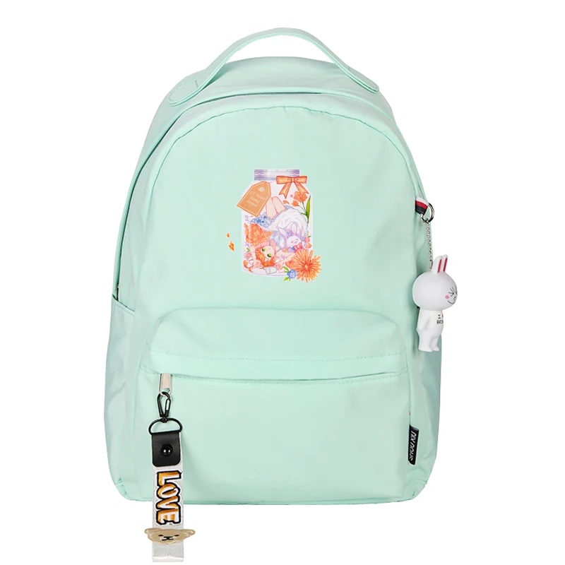 وعدت نيفرلاند إيما المرأة Kawaii الظهر حزمة النايلون الحقائب المدرسية الوردي Bookbag مقاوم للماء السفر على ظهره أنيمي روجزاك