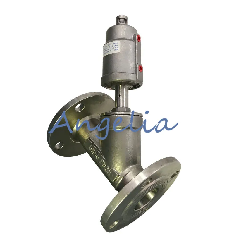 

DN65 G2-1/2" Flange Type Stainless Steel 304 Single Acting Air Actuated Angle Seat Valve Normally Closed PTFE Sealing