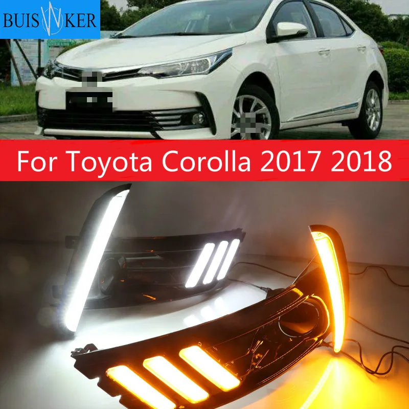 

Светодиодные дневные ходовые огни для Toyota Corolla 2017, 2018, 2 шт., 12 В, с желтыми указателями поворота