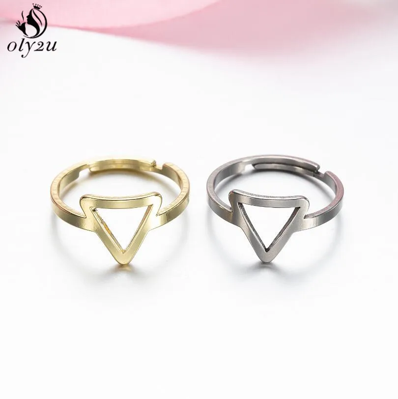 Minimalist Women Fashion Ring Stainless Steel Jewelry Geometry Triangle Adjustable Rings for Girls Christmas Party bague femme