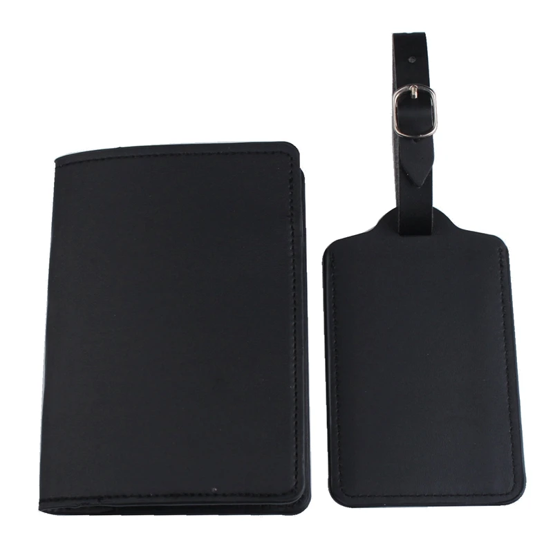 4PCS/Set Solid Color Blank Passport Cover Luggage Tag PU Leather Passport Holder Case Label Tag  For Travel Accessories