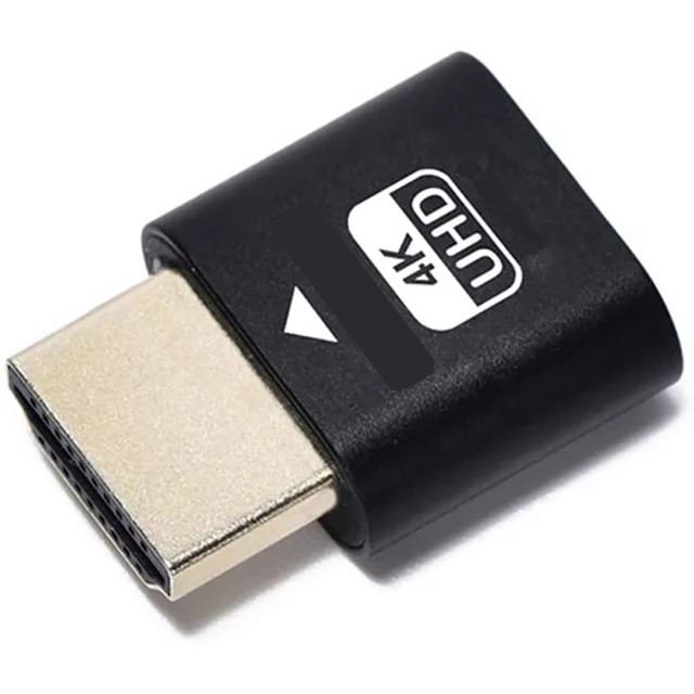 Zgodna z HDMI atrapa wtyczki wirtualny wyświetlacz bezgłowy emulator wyświetlacza duch 4K DDC EDID atrapa emulatora Adapter do wydobywania bitcoinów
