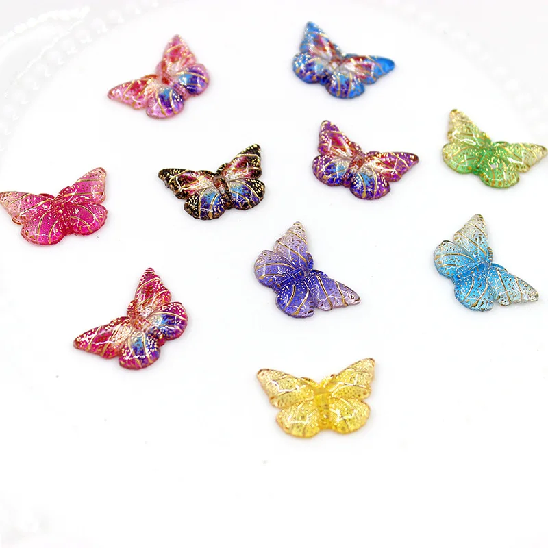 10pcs Color Resin Butterfly Charms Filler Addition for Slime DIY Polymer Accessories Toy Lizun Modeling Clay Kit for Kids