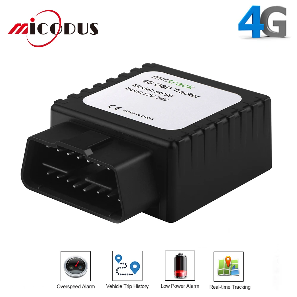 

4G Car Tracker OBD 2 GPS Tracker MP90 Car Rastreador OBD Connector Realtime Tracking Plug-out Alarm Geo-Fence Free Track Web APP