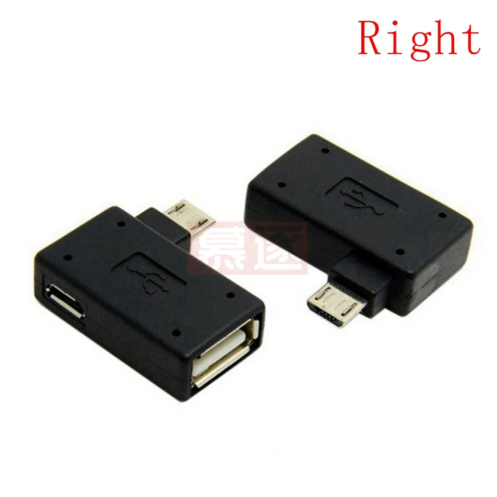 

90 Degree Left /Right Angled Micro USB 2.0 OTG Host Adapter for Cell Phone Tablet micro female power connector
