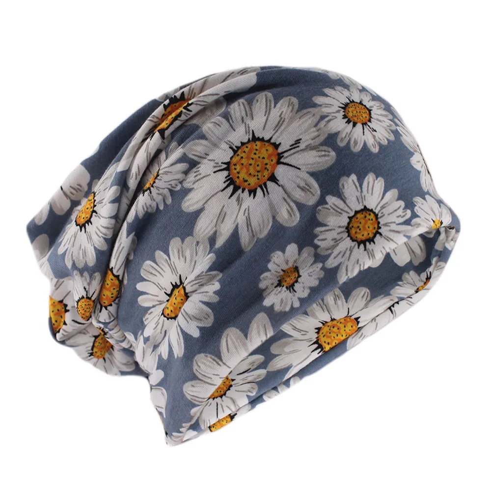 New Fashion Women Floral Spring Autumn Warm Cute Lady Beanies Skullies Casual Dance Outdoor Scarf Hats Girls Cotton Gorras Sale