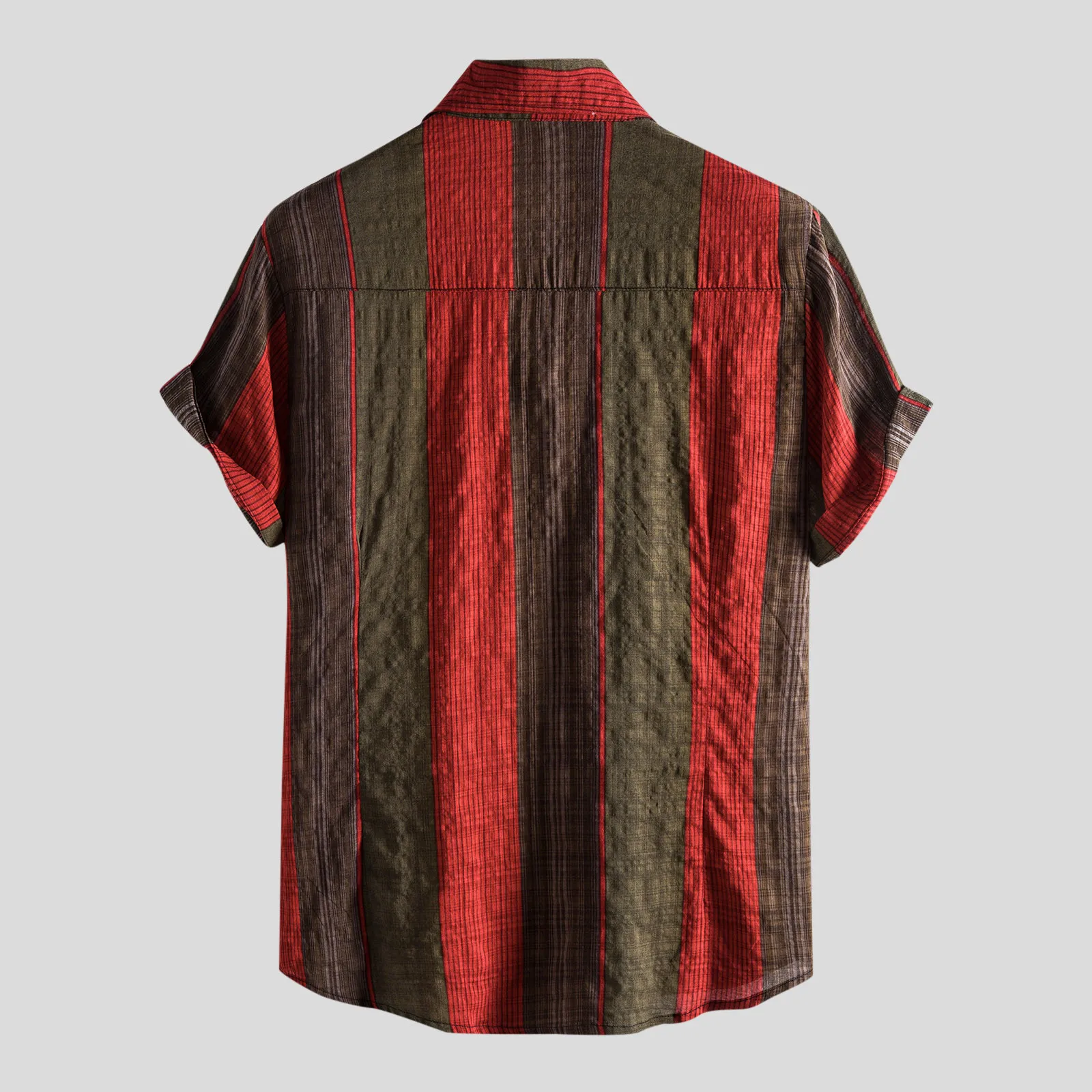 Chemise Décontractée à Rayures pour Homme, Manches Courtes, Col Rabattu, lèvent, Cardigan Rouge, Nouveauté 2021