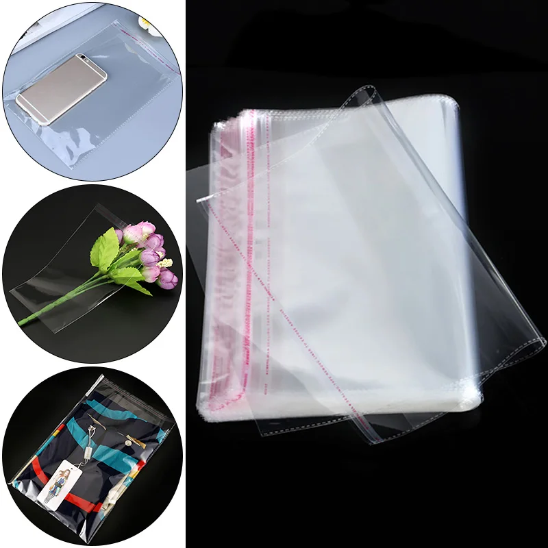 Sachets en plastique OPP transparents auto-adhésifs, 100 pièces, emballage cadeau pour aliments, pain, Biscuit et bijoux, sachet à fermeture éclair