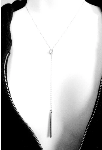 fashion 2017 new arrive anti allergy 925 sterling silver Simulated stones CZ long chain sexy women lariat Y necklace