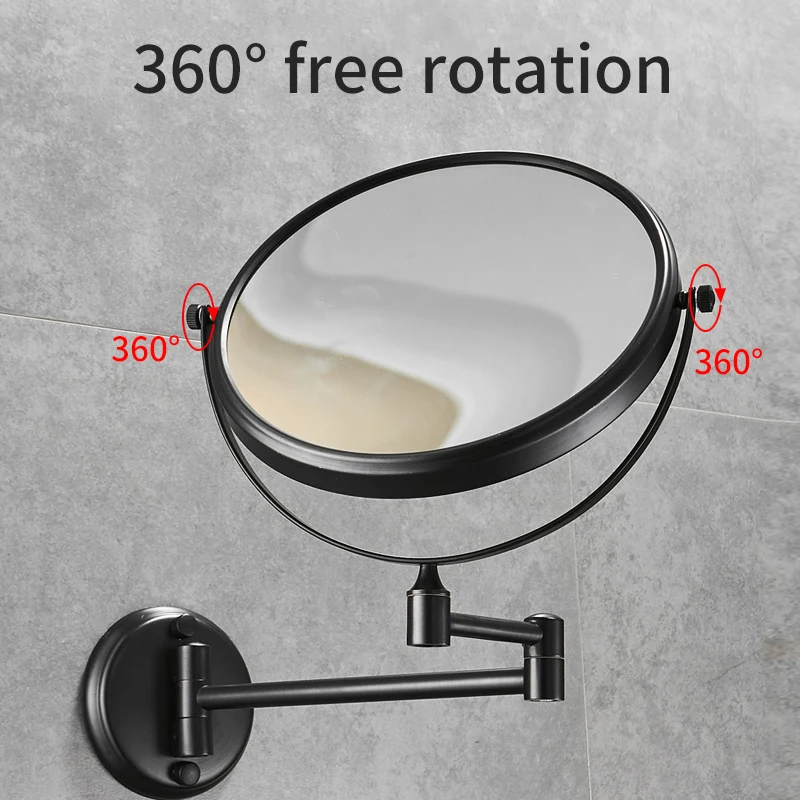 Black Bath Mirror Makeup Magnifier Mirrors 1:1 And 1:3 360 Rotate Double Faced Cosmetic Mirror of Bathroom Desktop Mirrors 1308R