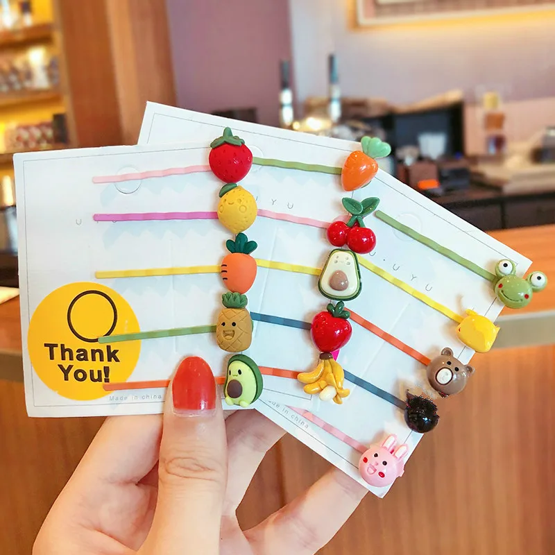 3/5 Pcs/Set Children Cute Cartoon Fresh Fruit Carrot Ornament Hair Clips Girls Lovely Barrettes Hairpins Kids Hair Accessories