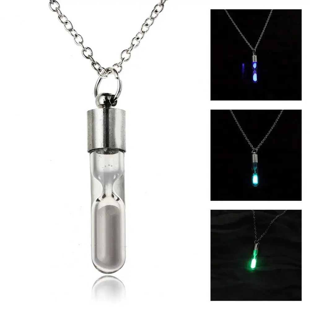 Hot Sale Fashion Hourglass Luminous Pendant Necklace Glowing in the Dark Hollow Luminous Pendant Necklace Jewelry Halloween Gift