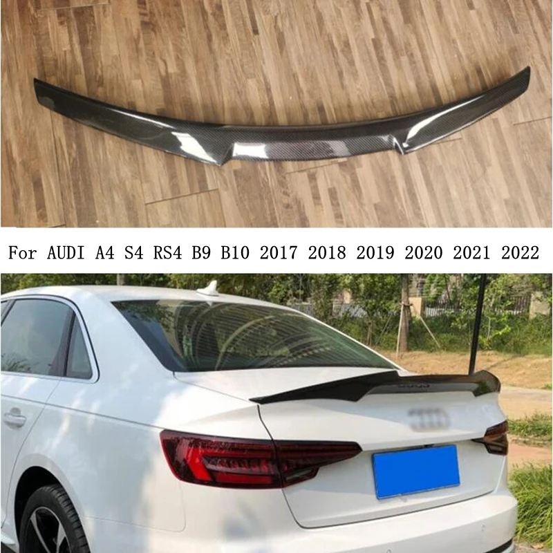 For AUDI A4 S4 RS4 B9 B10 2017 2018 2019 2020 2021 2022 Real Carbon Fiber Wing Lip Spoiler High Quality M4 Auto Accessories