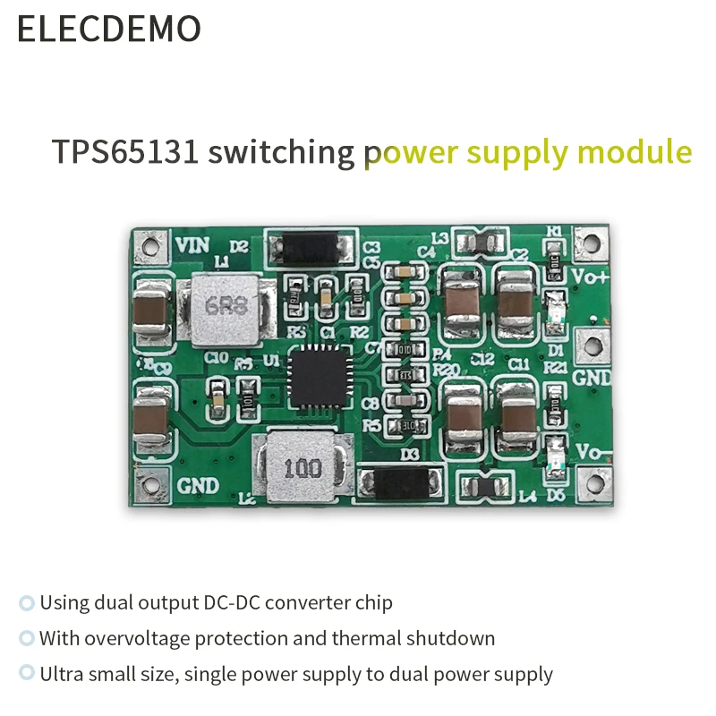 デュアル電源モジュールDC-DC,高効率,正および負の電源,モデルtps65131