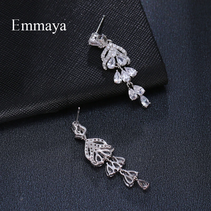 Emmaya New AAA Zirconia Hanging Multi-storey Waterdrop Shape Long Earring For Women And Ladies ELegant Crystal Bridal Party