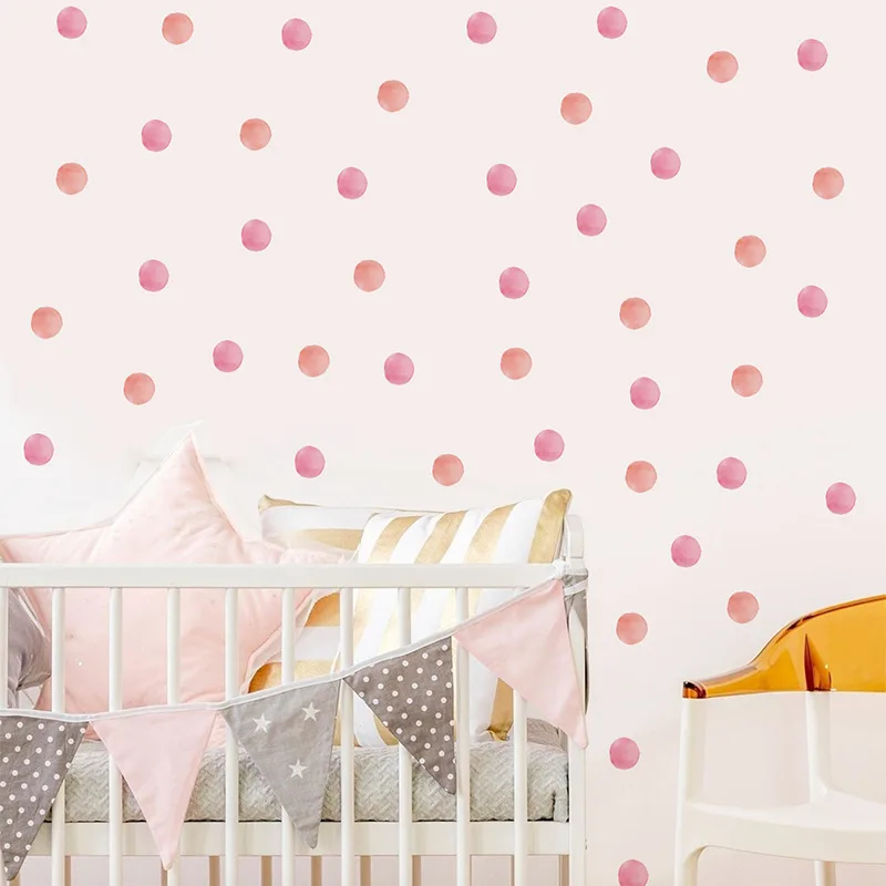 12Pcs/Set Pink Dots Wall Stickers Bedroom Kids Room Decoration Mural Home Decor Art Decals Removable Nursery Stickers Wallpaper