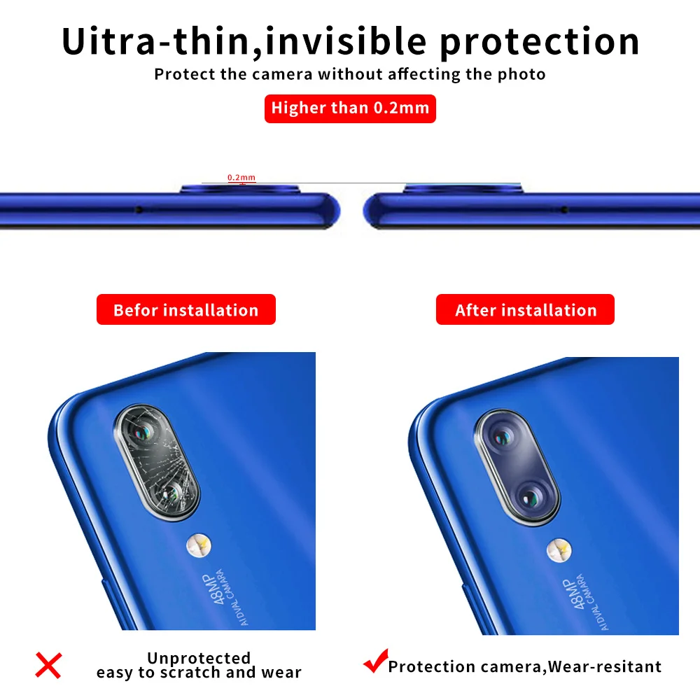 2 Pack Camera Lens Protective Tempered Glass for Xiaomi Redmi Note 9s 9 Pro Max Screen Protector for Redmi 9a 9c Note 8 Pro 8t 7