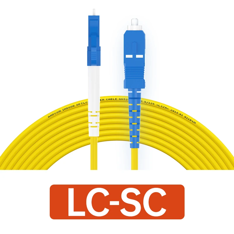 Ampcom Sc Lc Fc St Optische Vezel Patch Kabel Simplex 9/125μm Upc Naar Upc Single-Mode Jumper single Mode Patch-Cord Smf OS2