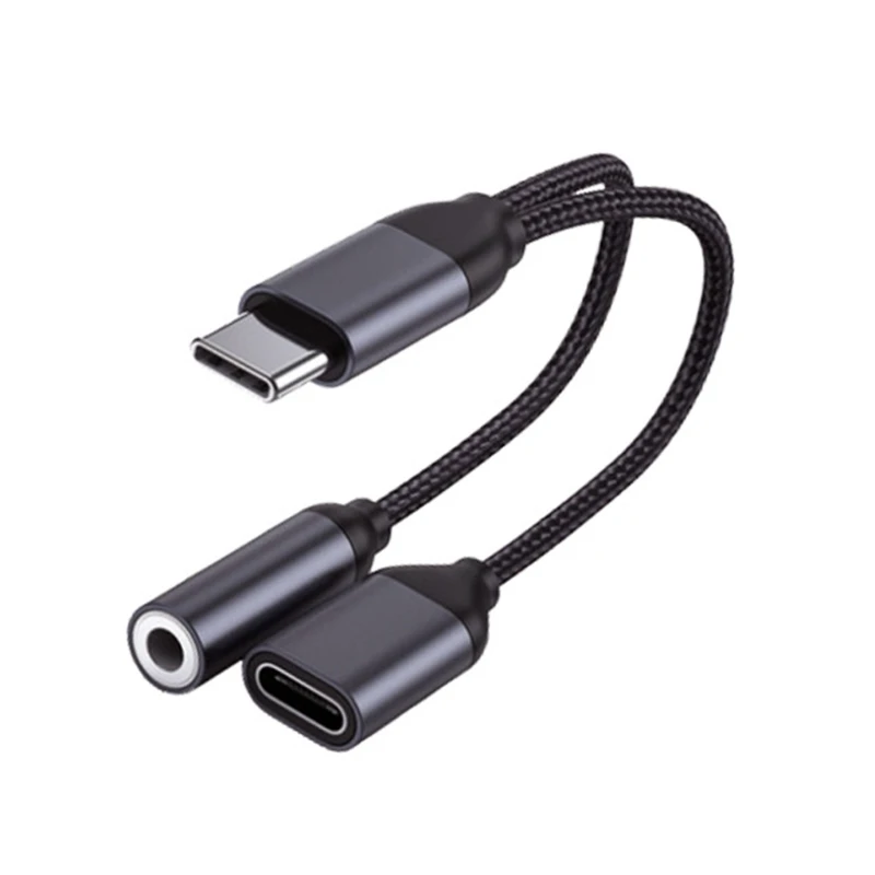 Adapter USB C 2 en 1 a 3,5mm, con cargador, tipo 3,5mm, auriculares