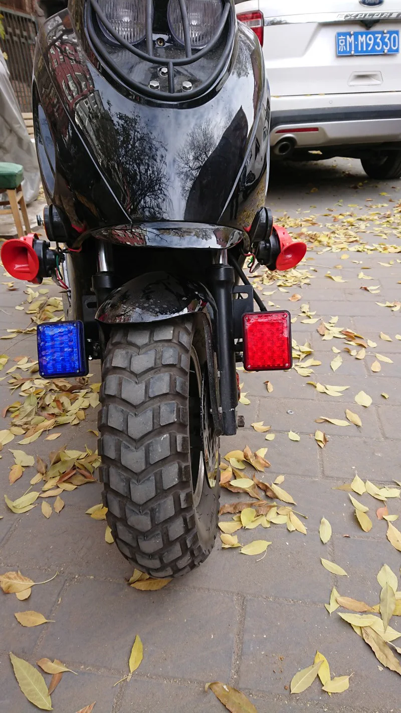 Red/Blue POLICE Motorcycle Led driving flash light Fog light Moto Emergency warning Strobe flasher beacon signal Caution lamp12V