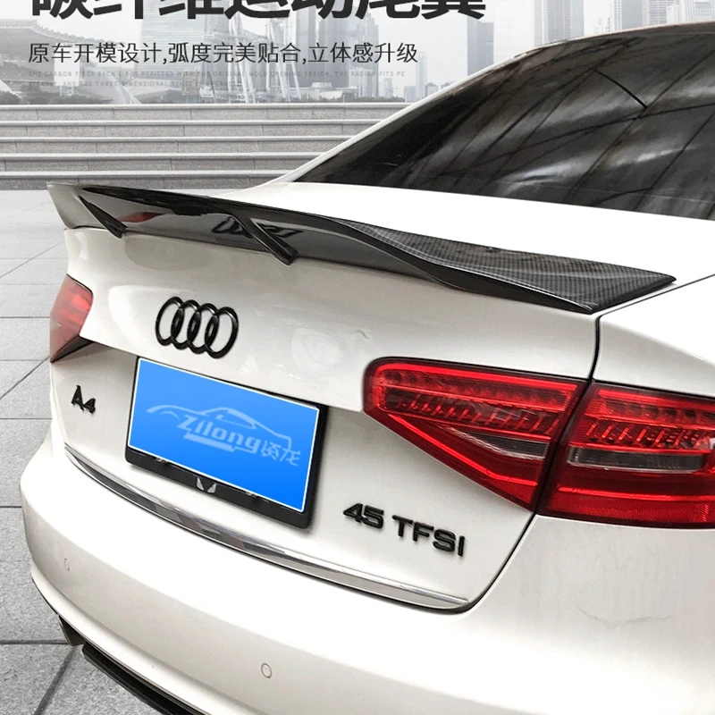 For Audi A4 B8 B8.5 4 Door Sedan 2009 2012 2016 R  Style High Quality Carbon Fiber Rear Wing Roof Rear Box Decorated Spoiler