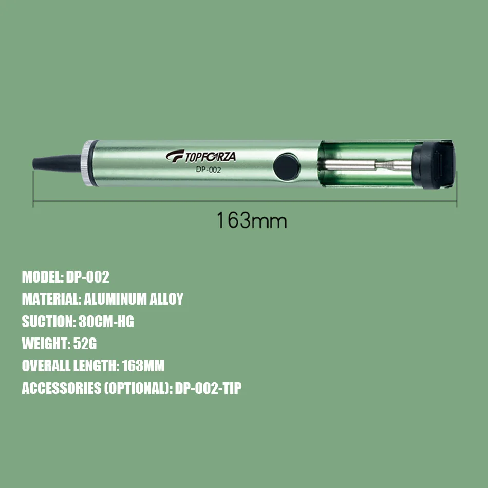 DP-002 dispositivo di aspirazione manuale dello stagno pistola di aspirazione in alluminio antistatico pompa di aspirazione strumento dissaldante per saldatura