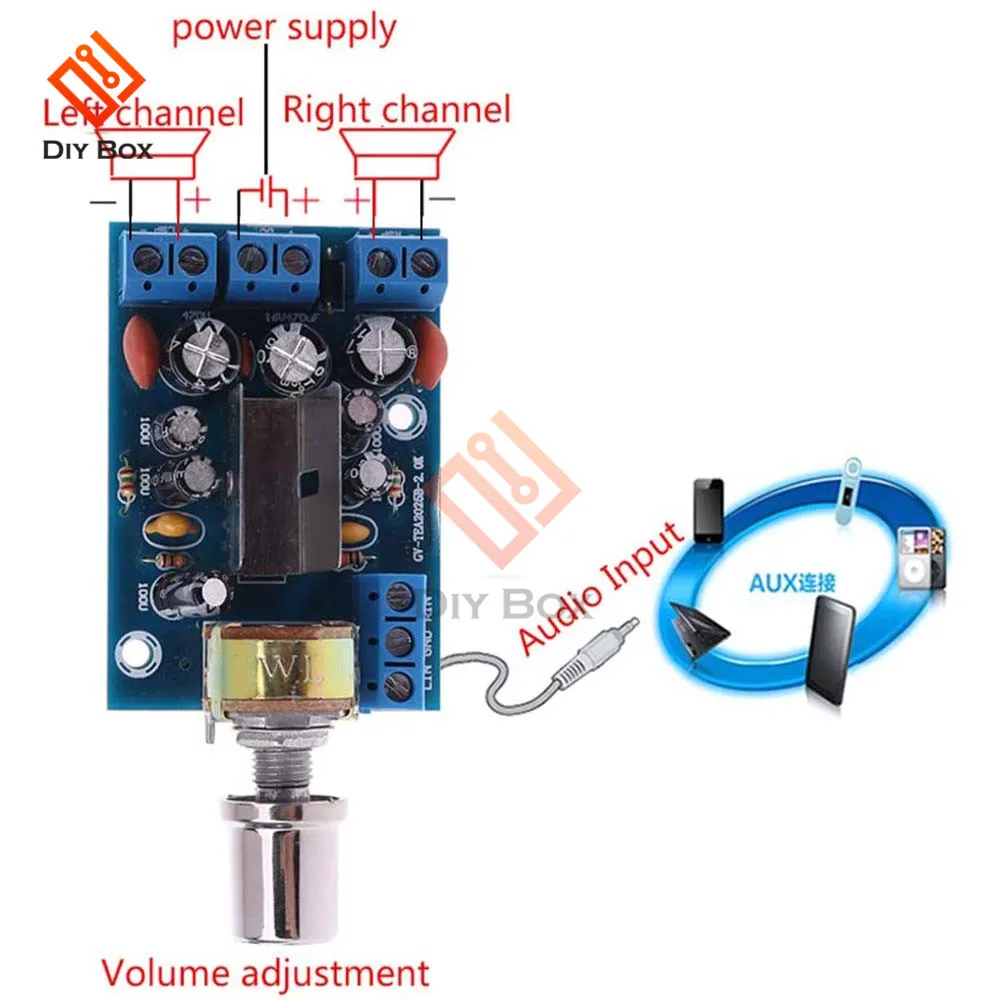 TEA2025B Digital Audio Amplifier Board 2.0 Channel 3W+3W DC 5V 9V 12V Stereo AMP with Volume Control for PC Speakers