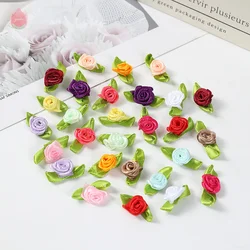 50 pçs/lote 2cm Dia de São Valentim de seda arco-nó mini roseta para festa de casamento em casa fita do bolo laço decoração scrapbooking diy artesanato suprimentos